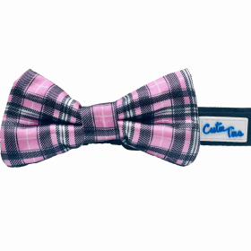 Cutie Ties Dog Bow Tie (Color: Plaid Pink, size: one size)