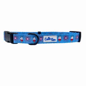 Cutie Ties Fun Design Dog Collar (Color: 4th of July, size: large)