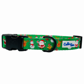 Cutie Ties Fun Design Dog Collar (Color: Christmas Festive Green, size: small)