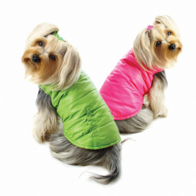 Reversible Parka Vest with Ruffle Trims (Color: Lime/Pink, size: medium)