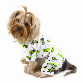 Playful Dinosaur Flannel Pajamas (Color: White, size: small)