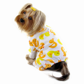 Knit Cotton Pajamas with Yellow Ducky (Color: White, size: XL)