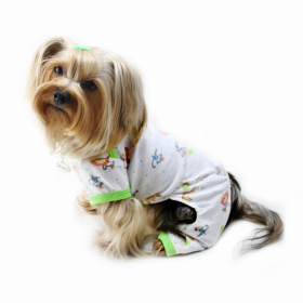 Knit Cotton Pajamas with Party Animals (Color: White, size: medium)