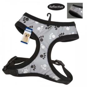 Casual Canine Reflective Pawprint Harnesses (Color: Black, size: Xsmall)